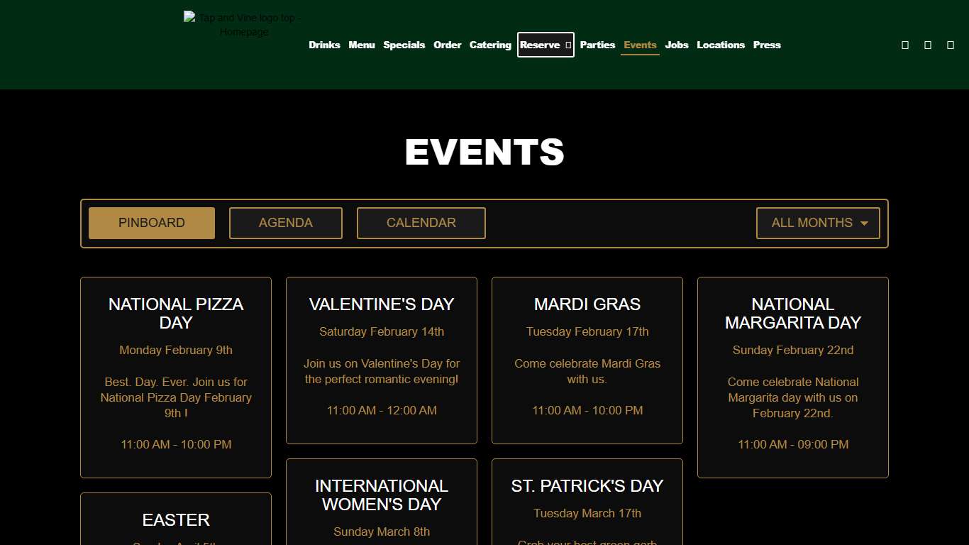 Tap and Vine - Events